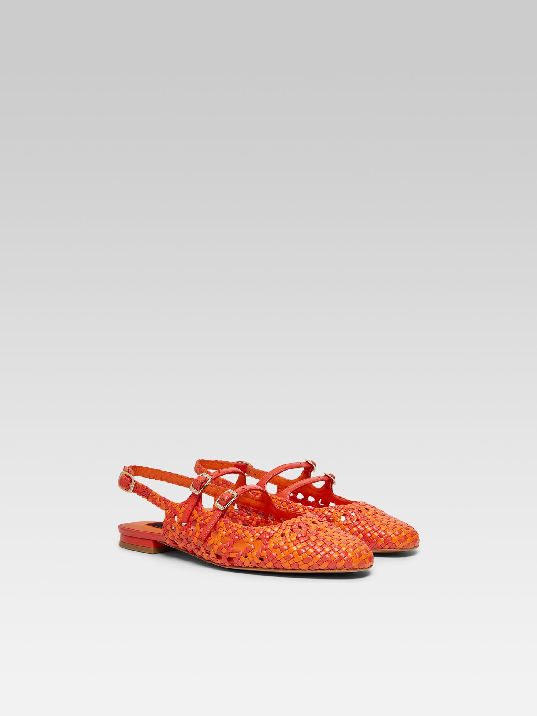 Melon - Babies slingback cuir tressé bi orange - Image numéro 2