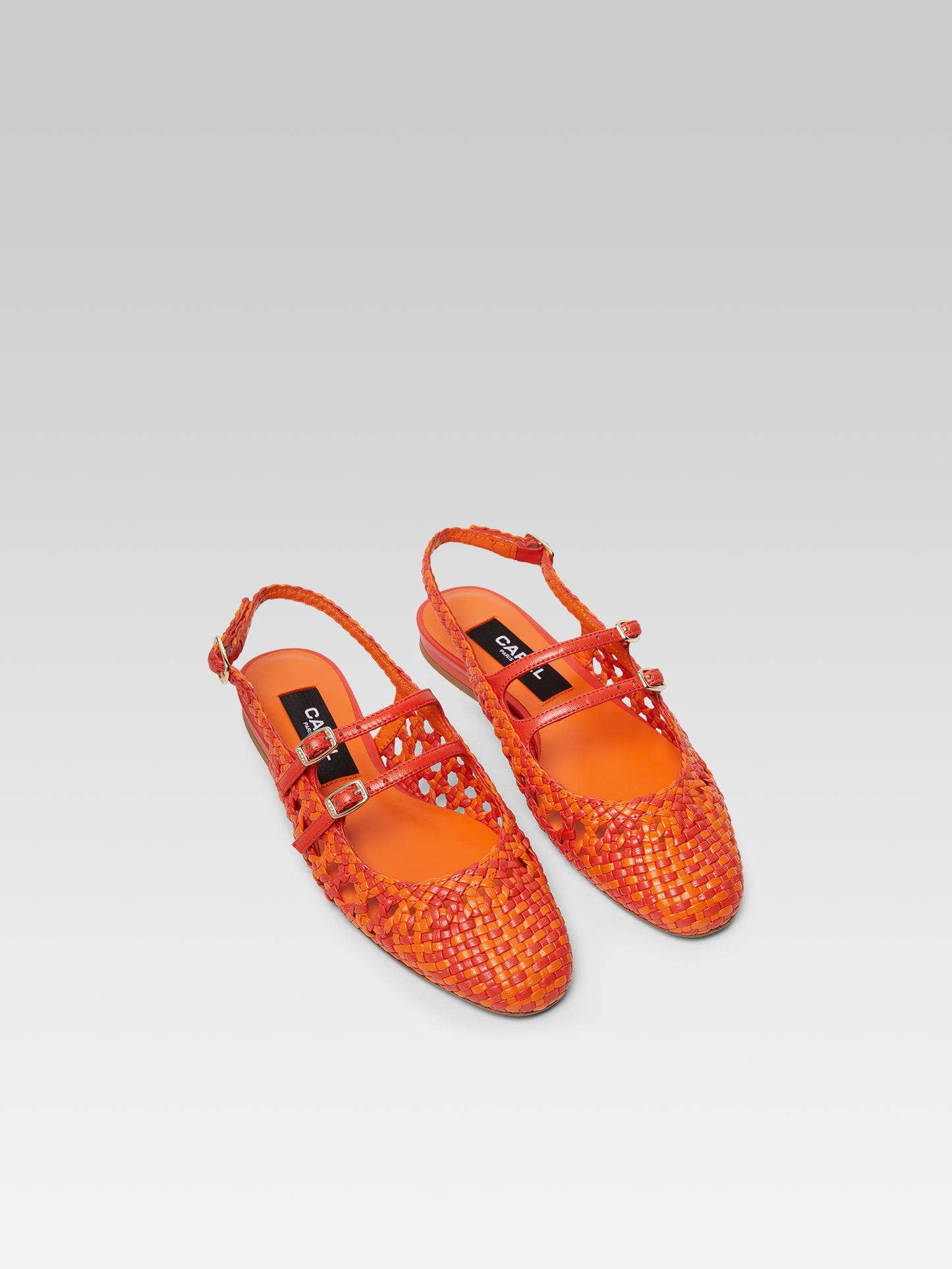 Melon - Bi orange braided leather slingback Mary Janes