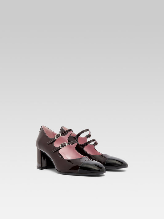 Cherry - Brown and black patent leather Mary Janes pumps - Image number 2