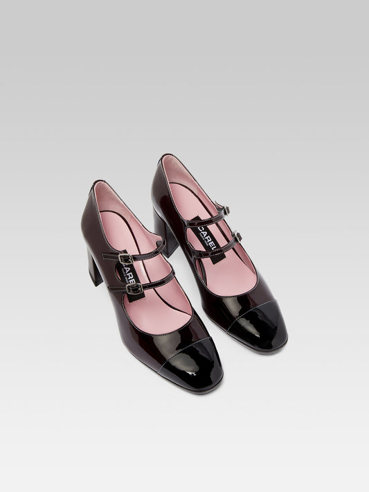 Cherry - Brown and black patent leather Mary Janes pumps - Image number 3