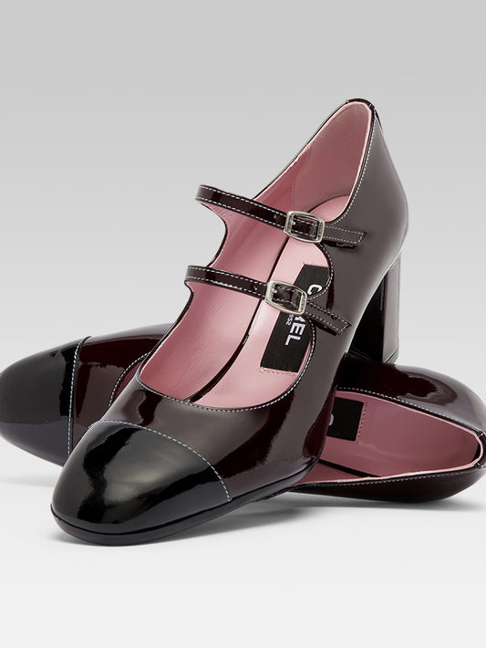 Cherry - Brown and black patent leather Mary Janes pumps - Image number 4