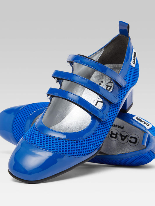 Sportina - Blue eco-patent and mesh Mary Janes pumps - Image number 5