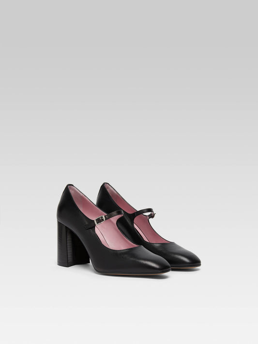 Sacha - Black leather Mary Janes pumps - Image number 2