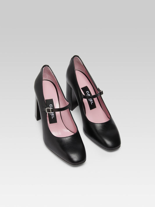 Sacha - Black leather Mary Janes pumps - Image number 3