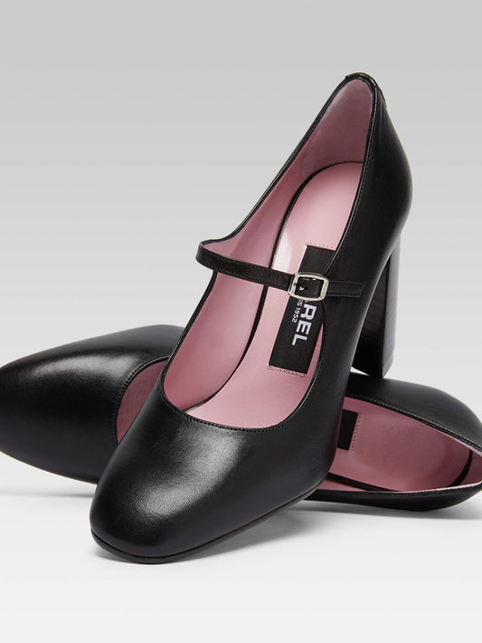 Sacha - Black leather Mary Janes pumps - Image number 4