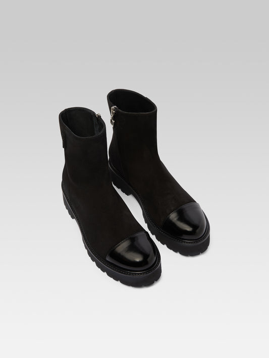 Chouchou - Black suede and glossy leather ankle boots - Image number 3