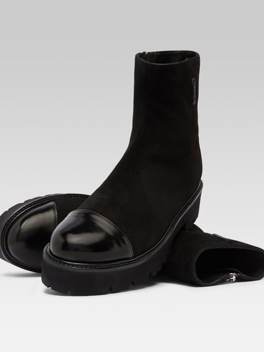 Chouchou - Black suede and glossy leather ankle boots - Image number 4