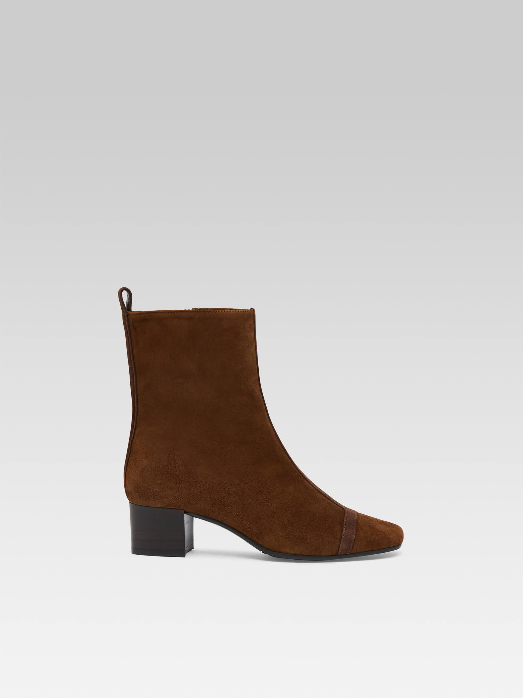 Audrey - Bottines cuir velours marron et camel