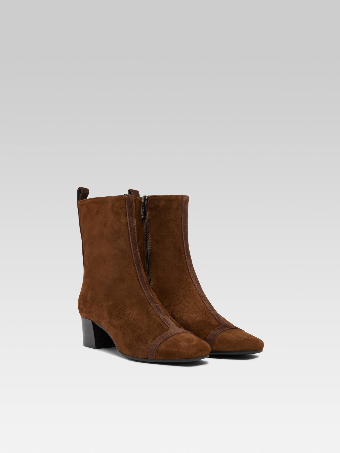 Audrey - Brown and camel suede leather ankle boots