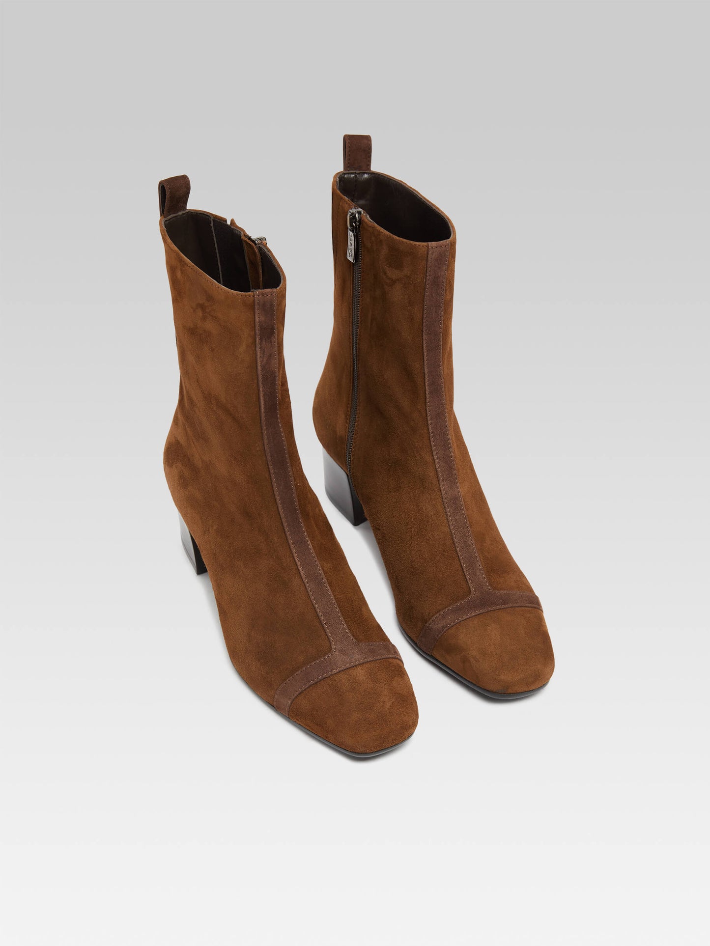 Audrey - Brown and camel suede leather ankle boots