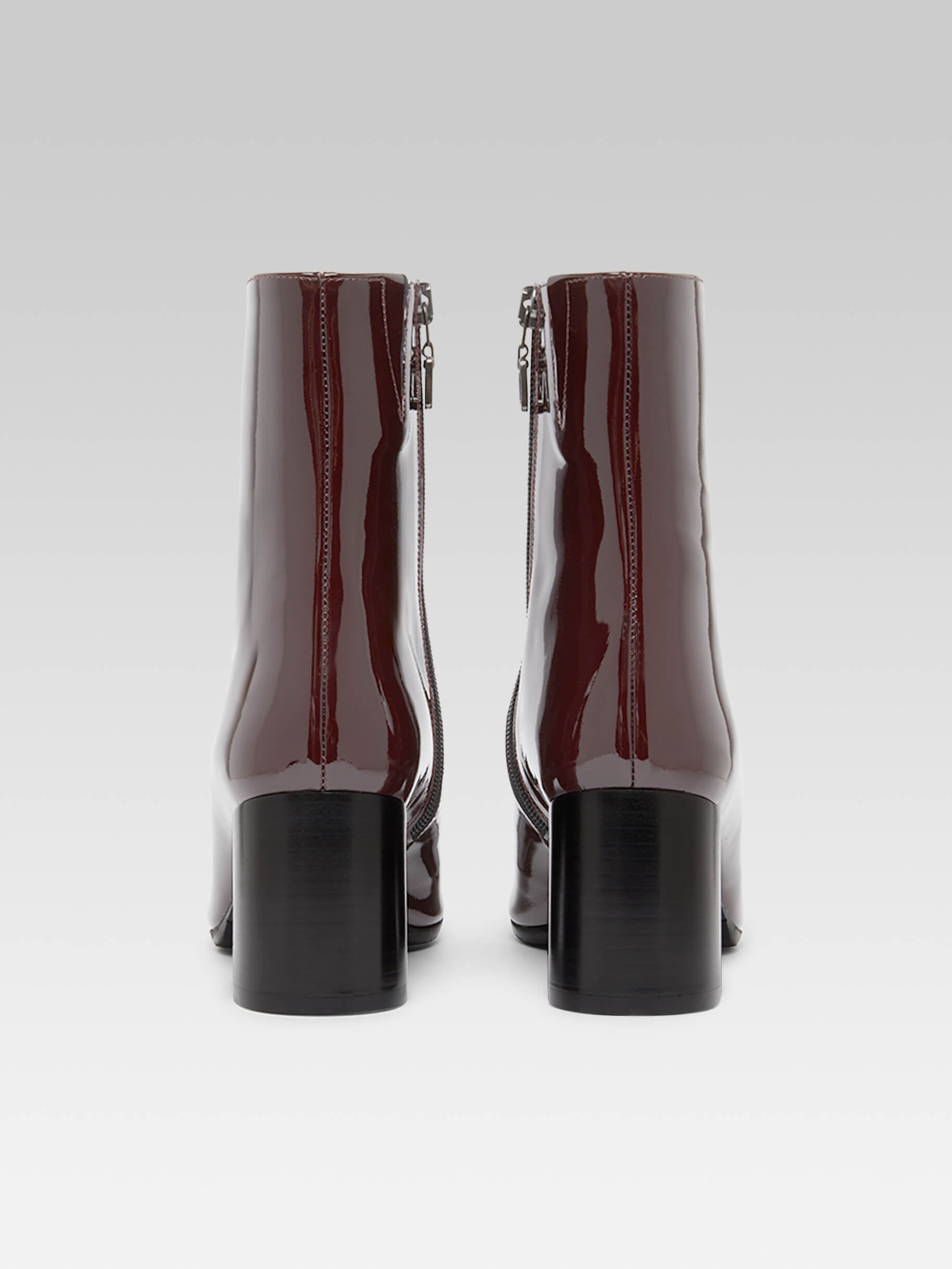 Esprit Burgundy and black patent leather ankle boots