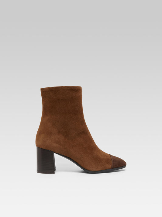 Esprit - Camel and brown suede leather ankle boots - Image number 2