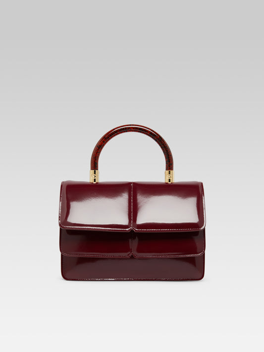 Georges - Burgundy glossy leather handbag - Image number 2