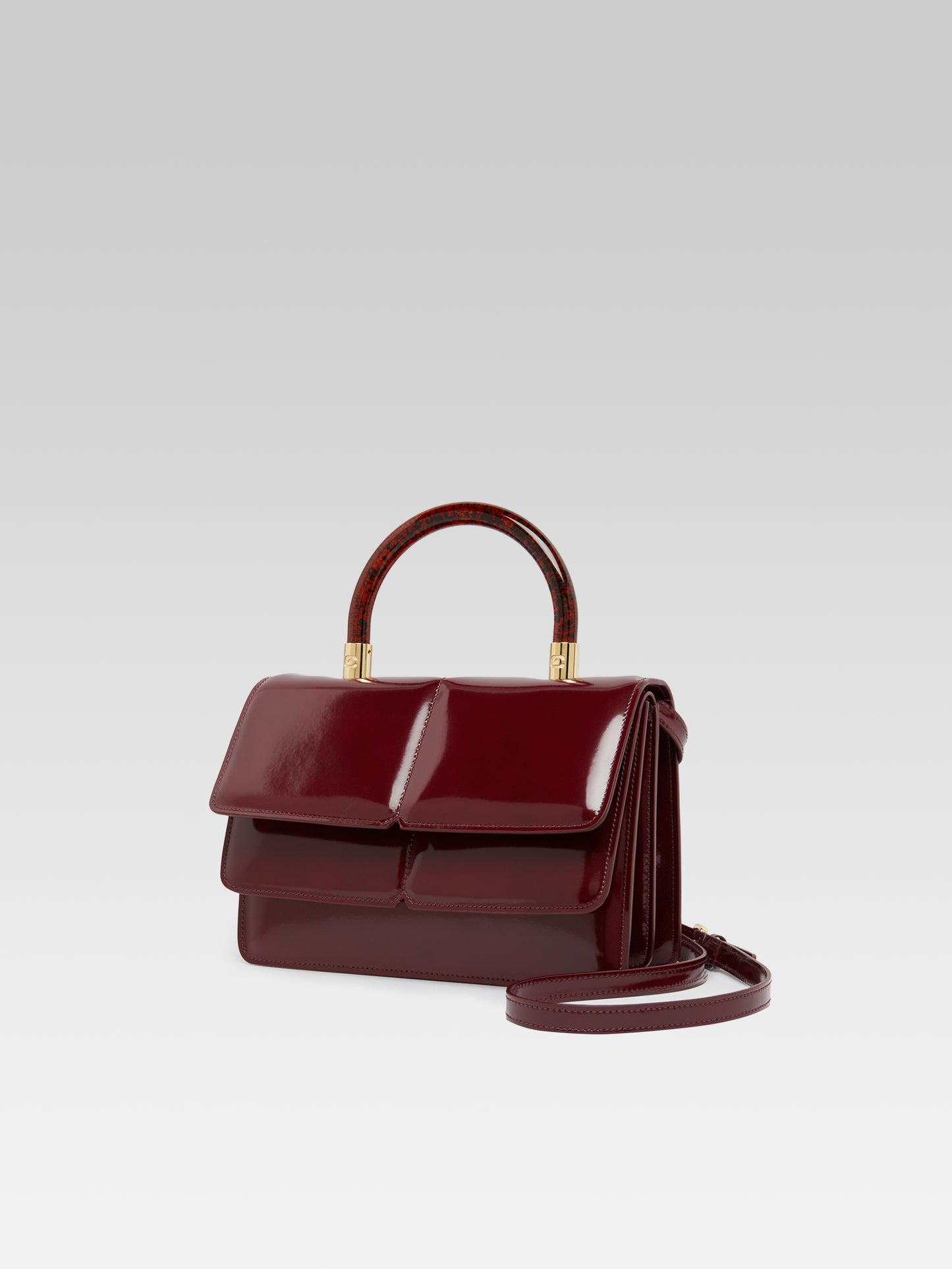 Georges - Burgundy glossy leather handbag