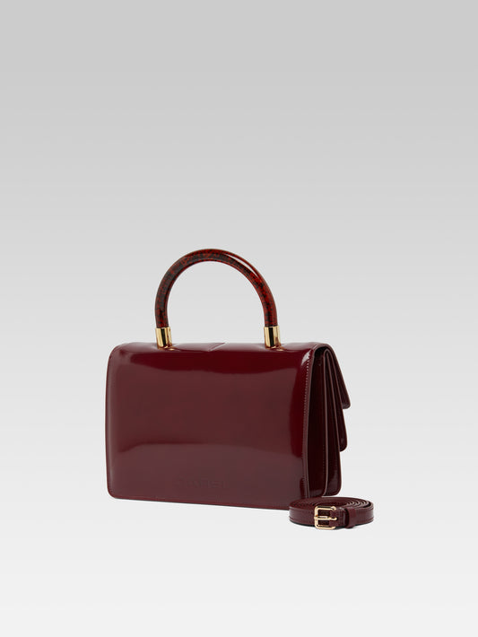 Georges - Burgundy glossy leather handbag - Image number 6