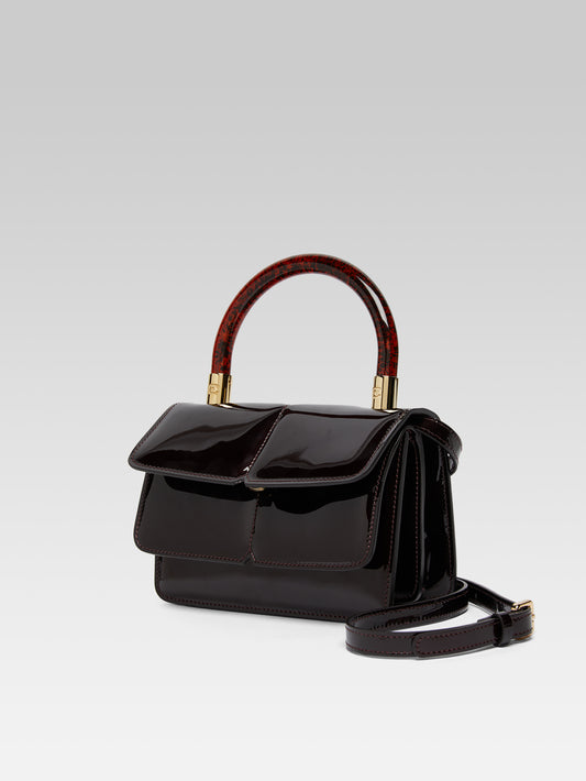 Simone - Plum upcycled patent leather handbag - Image number 3