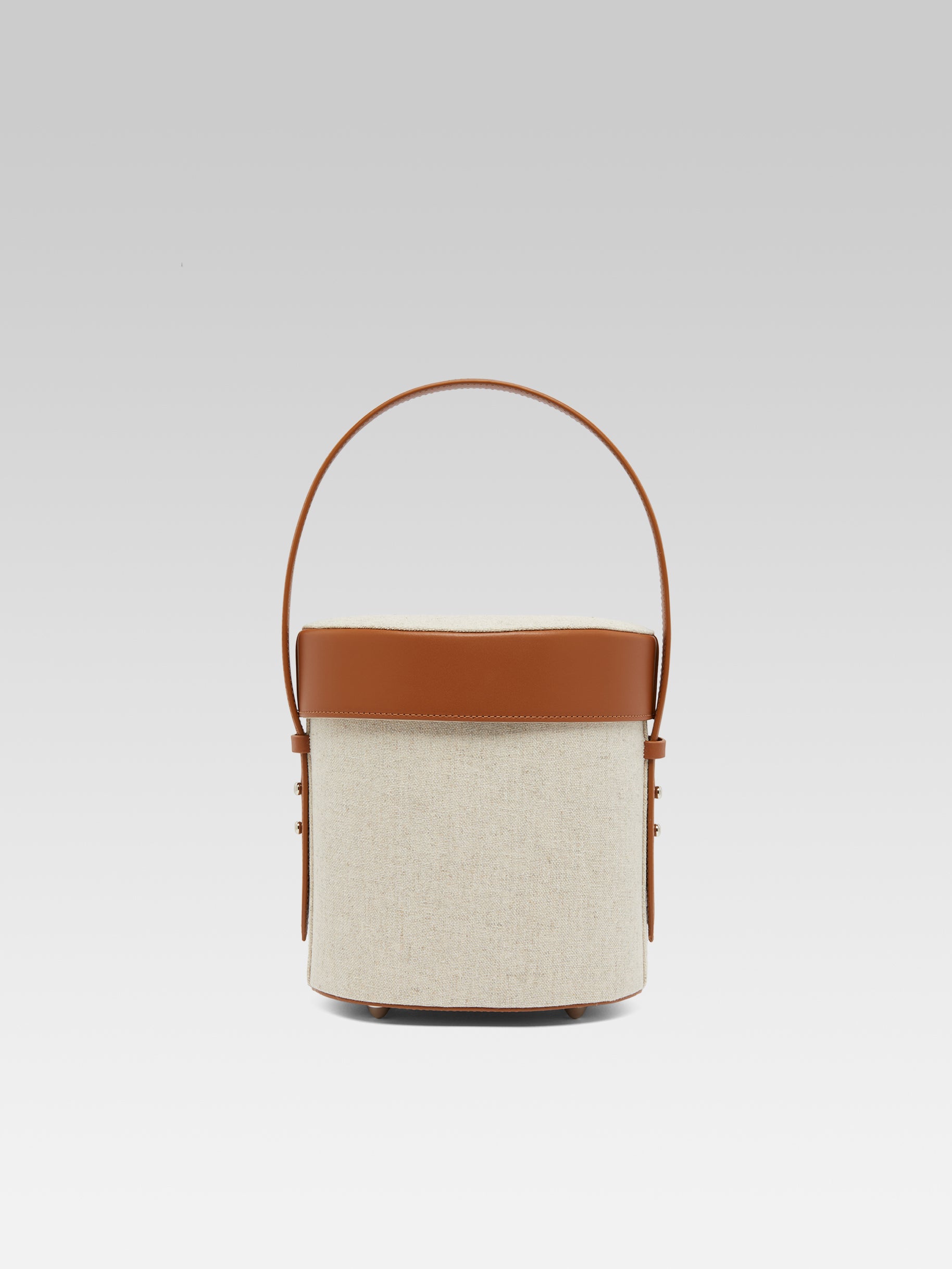 BIBI Bucket bag in ecru fabric and camel leather Carel Paris Shoes