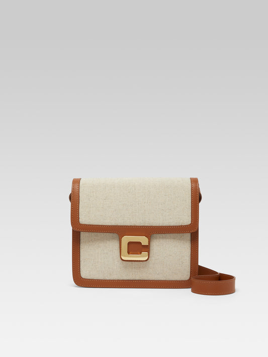 Sorbonne - Ecru fabric and camel leather bag