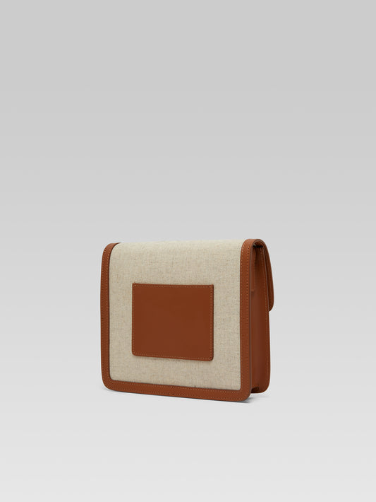 Sorbonne - Ecru fabric and camel leather bag - Image number 5