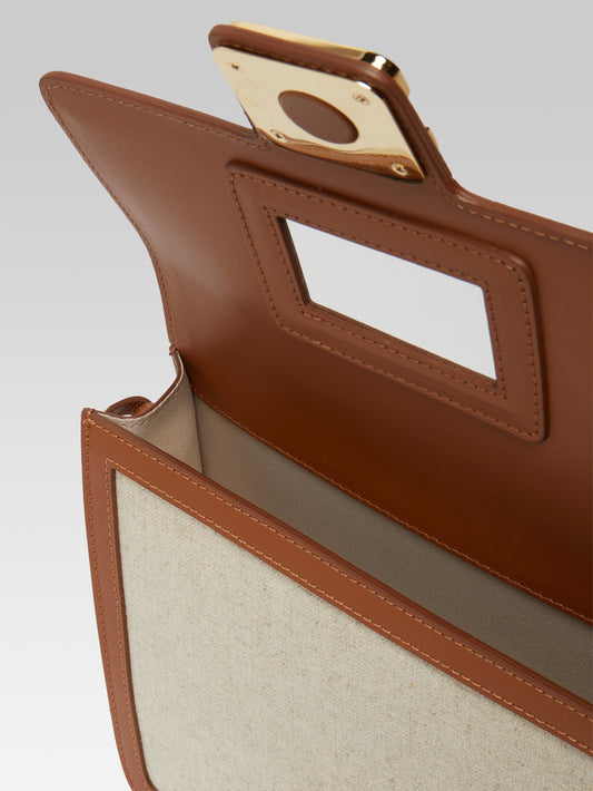 Sorbonne - Ecru fabric and camel leather bag - Image number 2