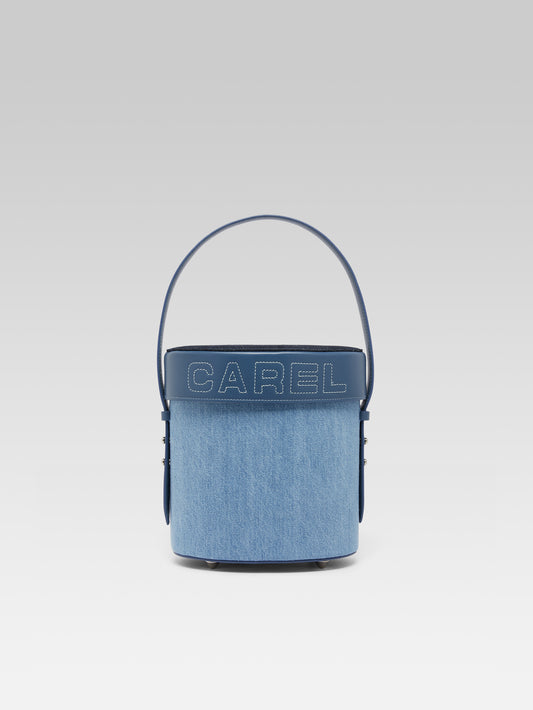 Bibi - Sac seau tissu jean et cuir bleu