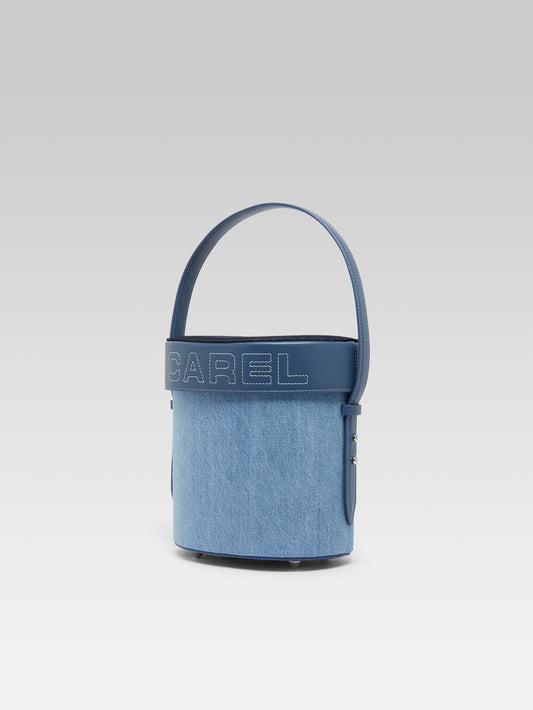 Bibi - Sac seau tissu jean et cuir bleu - Image numéro 6