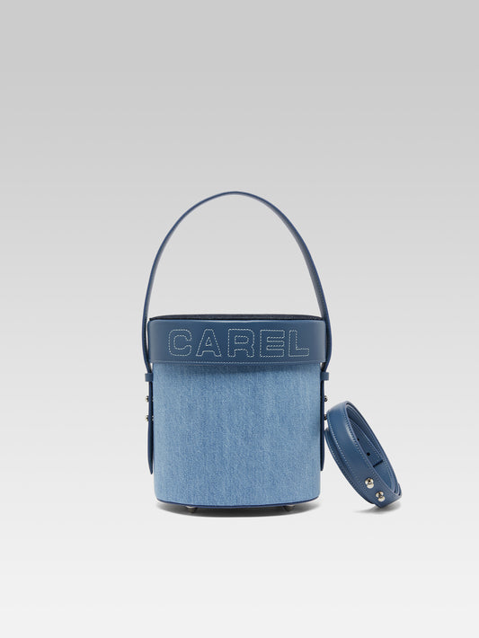 Bibi - Sac seau tissu jean et cuir bleu - Image numéro 3