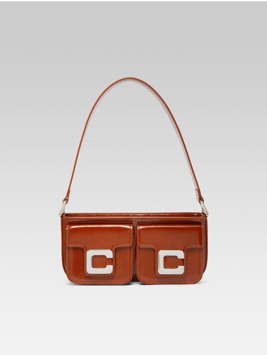 Mimi - Cognac glossy leather bag