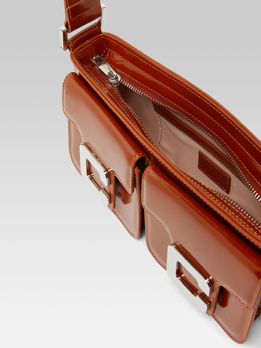 Mimi - Cognac glossy leather bag - Image number 3