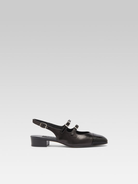 Abricot - Babies slingback cuir et verni noir