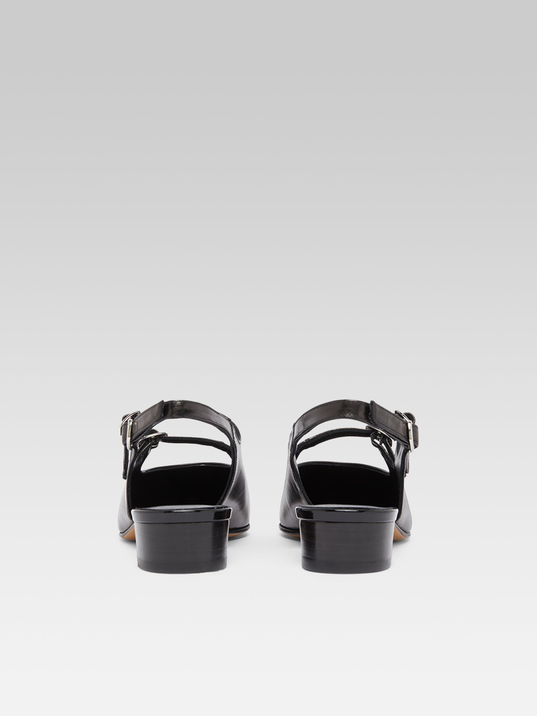 Abricot - Black leather and patent leather slingback Mary Janes - Image number 5