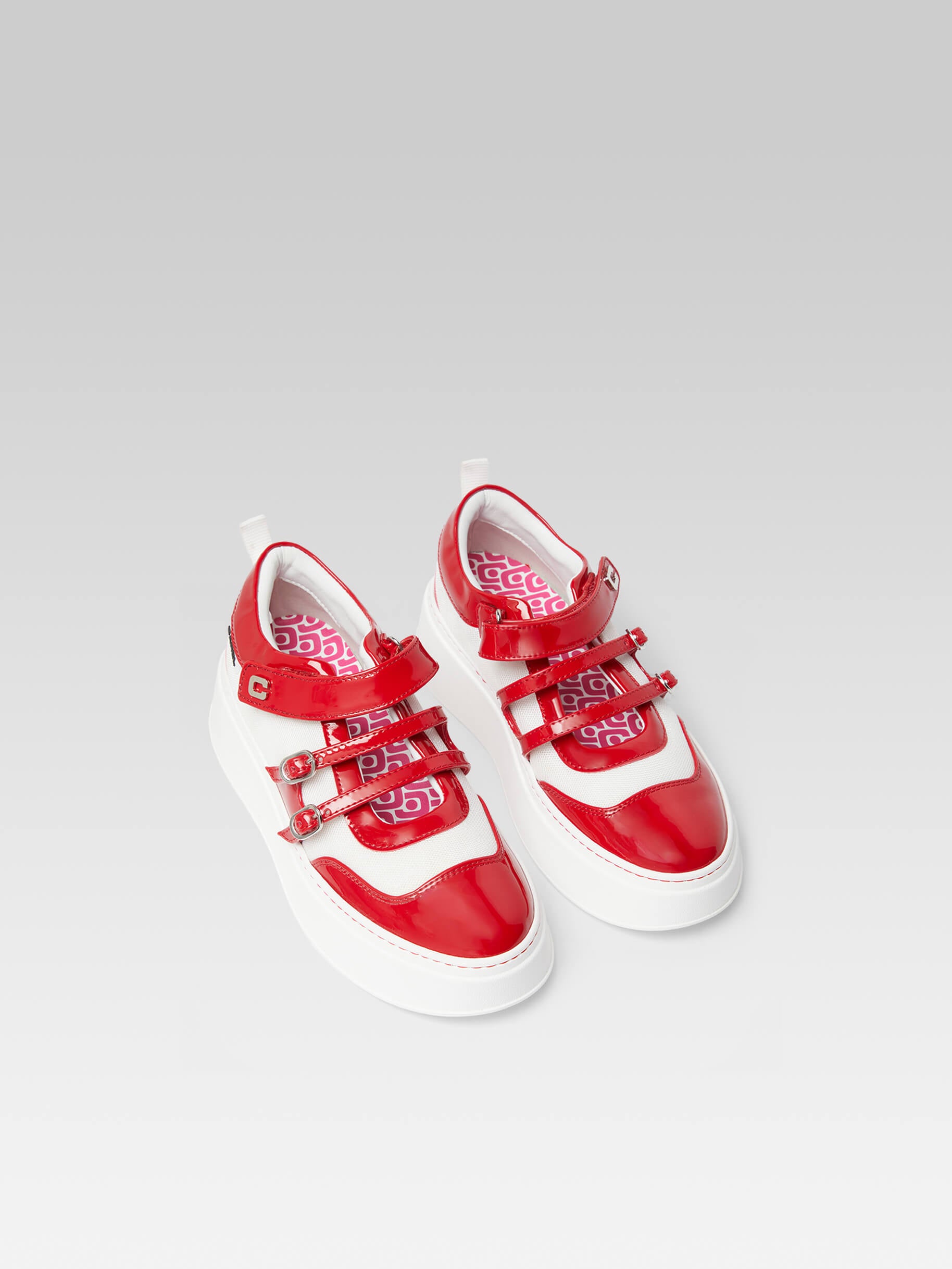 Baskina  - Sneakers eco verni rouge et blanc - Image numéro 1