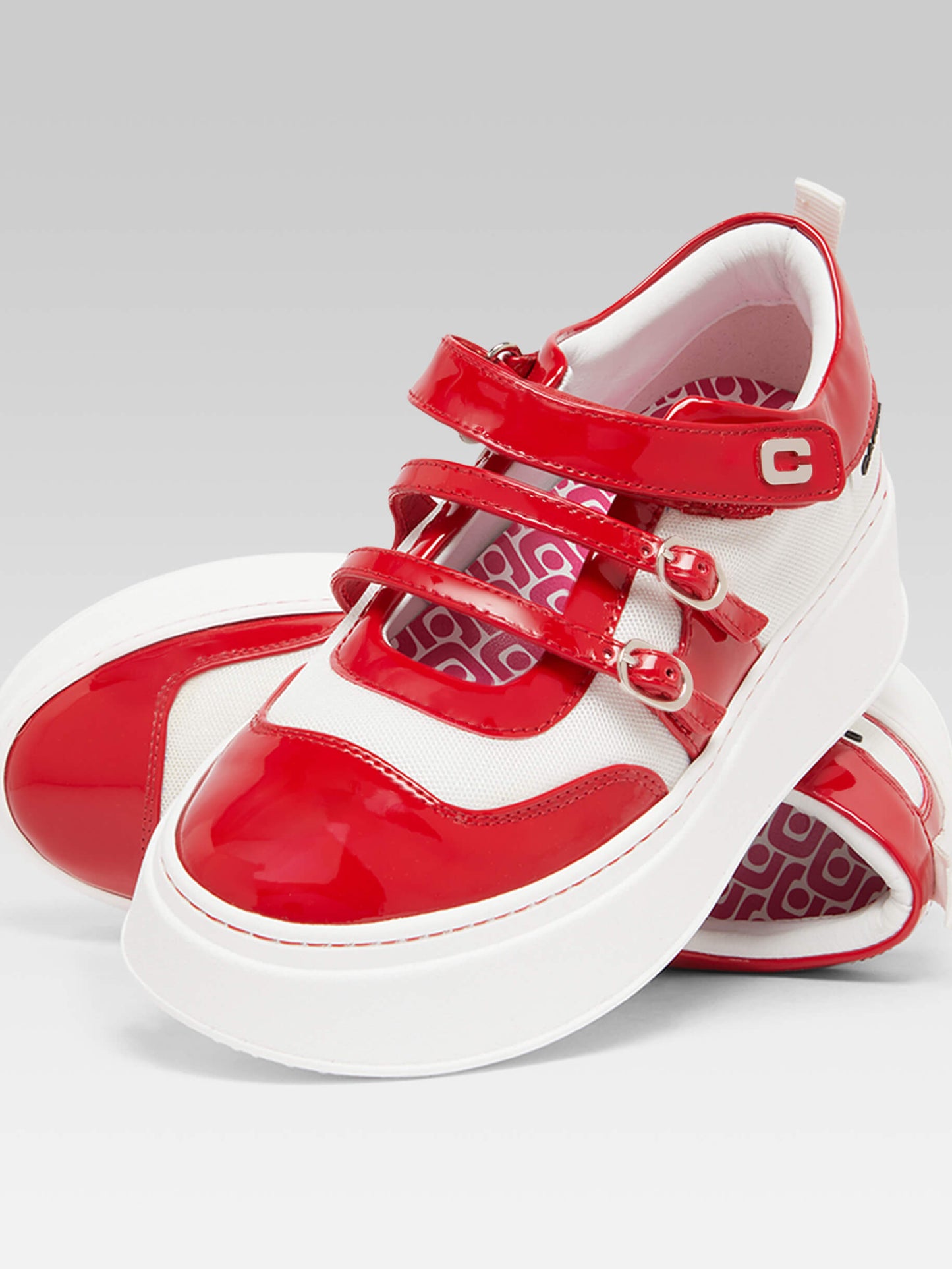 Baskina  - Sneakers eco verni rouge et blanc