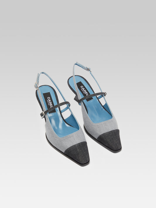 Cecile - Two-tone gray fabric slingback pumps - Image number 3