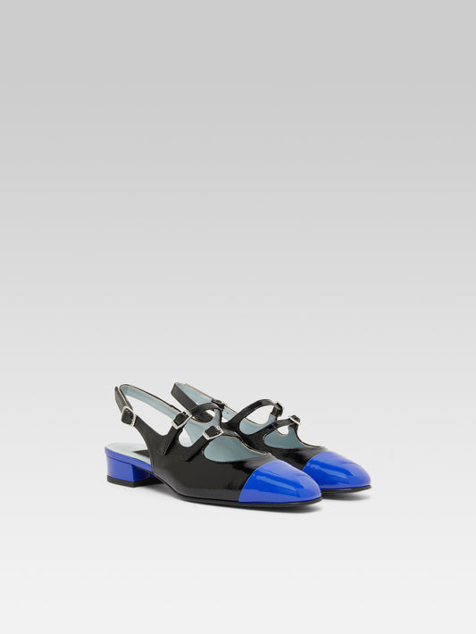 Abricot - Babies slingback cuir naplack noir et cuir verni bleu électrique - Image numéro 2