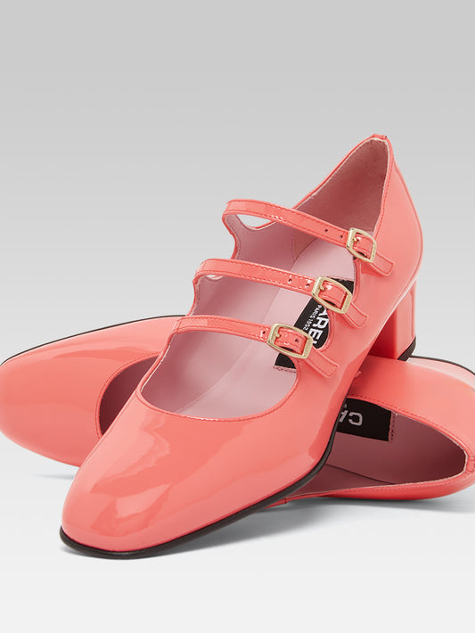 Kina - Coral upcycled patent leather Mary Janes pumps - Image number 4