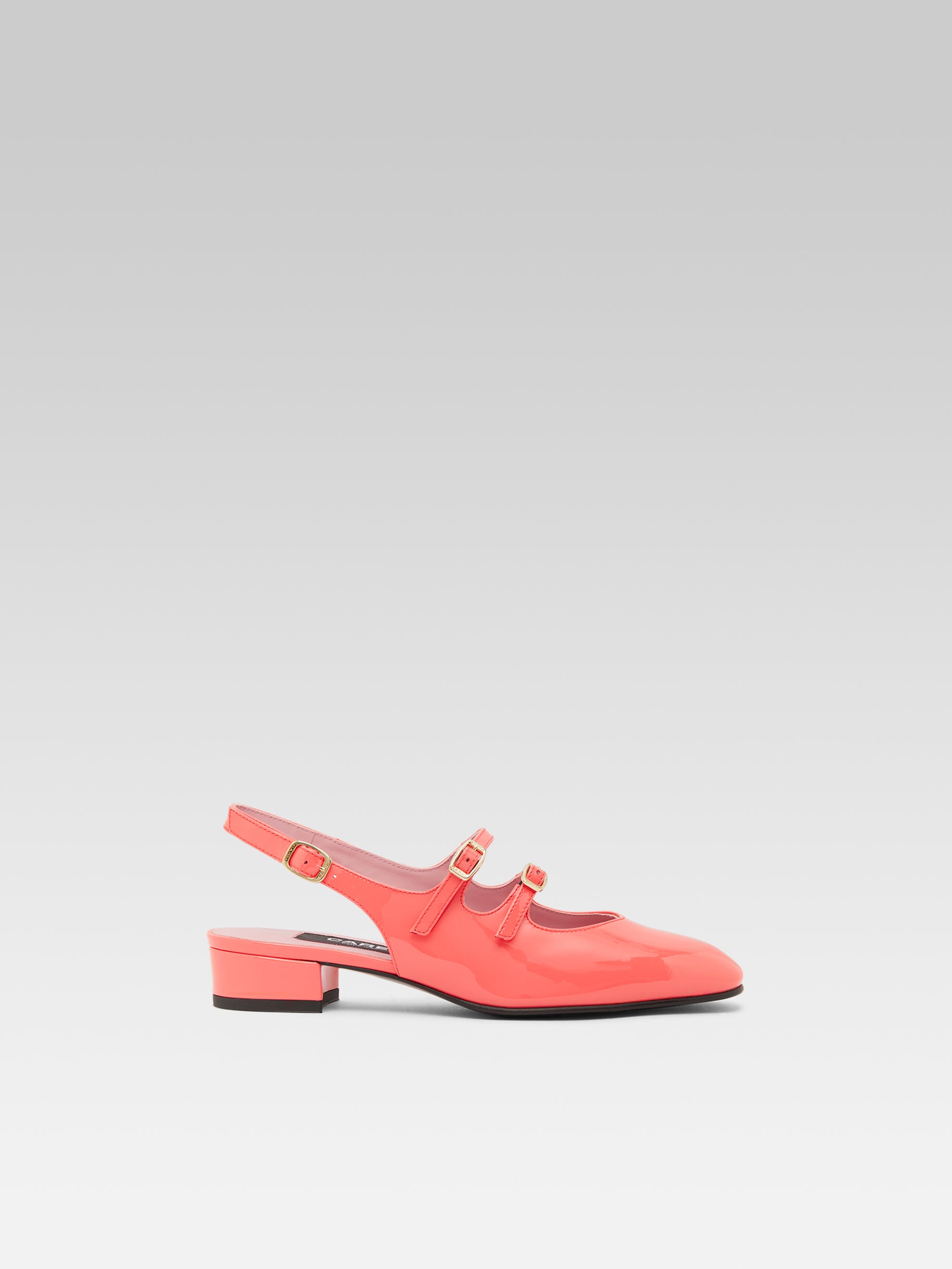 Peche - Coral upcycled patent leather slingback Mary Janes