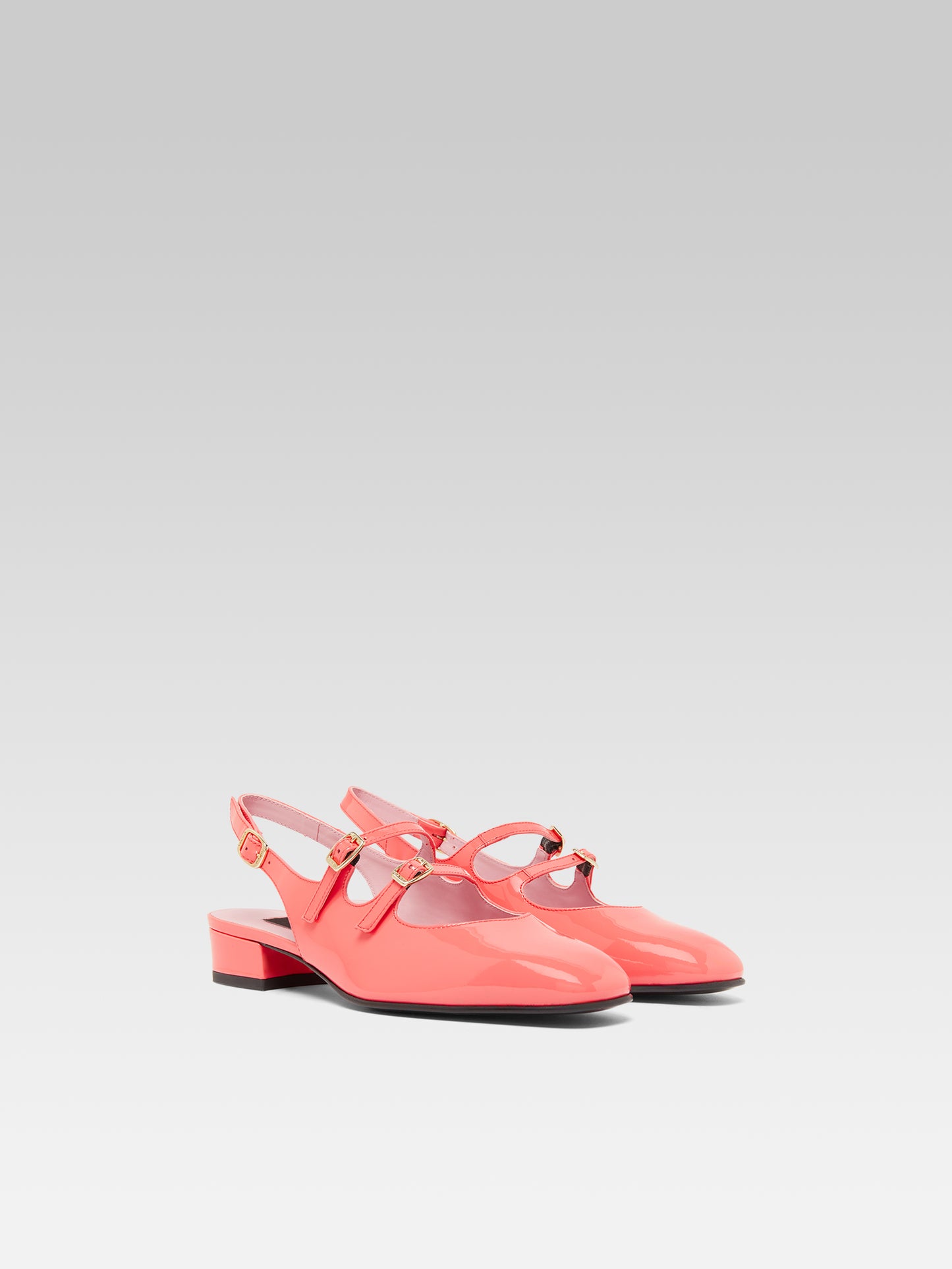 Peche - Babies slingback cuir verni upcyclé corail