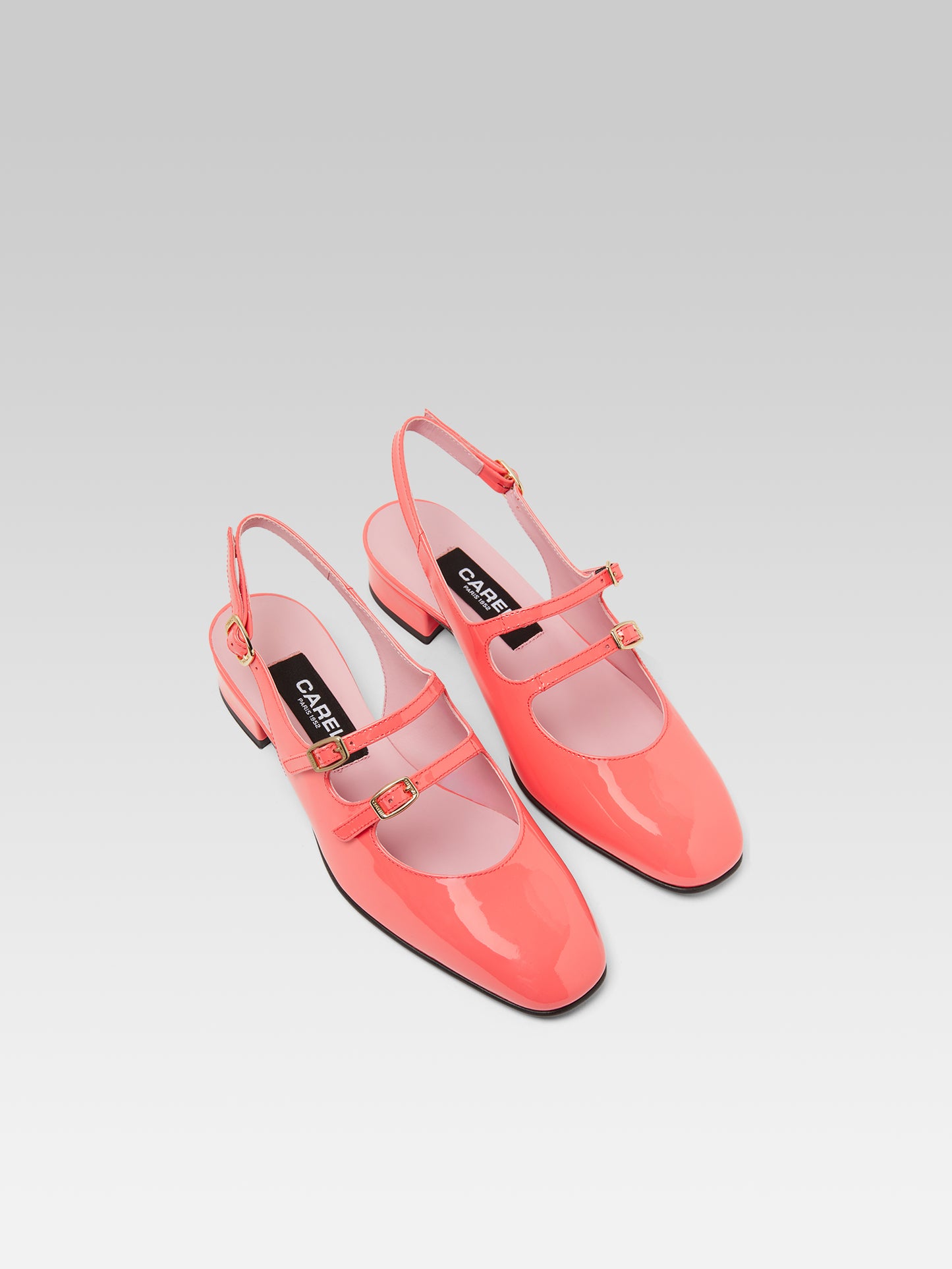 Peche - Babies slingback cuir verni upcyclé corail