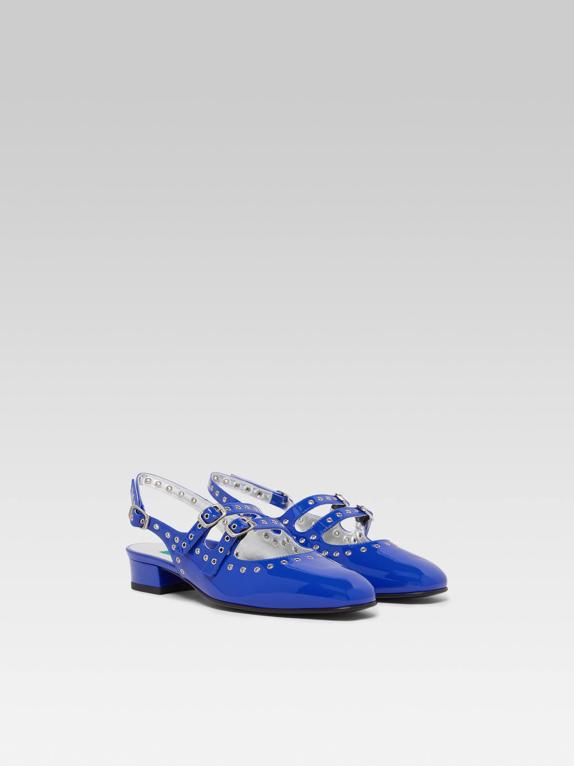 Queen - Babies slingback cuir verni bleu éléctrique upcyclé à oeillets - Image numéro 5