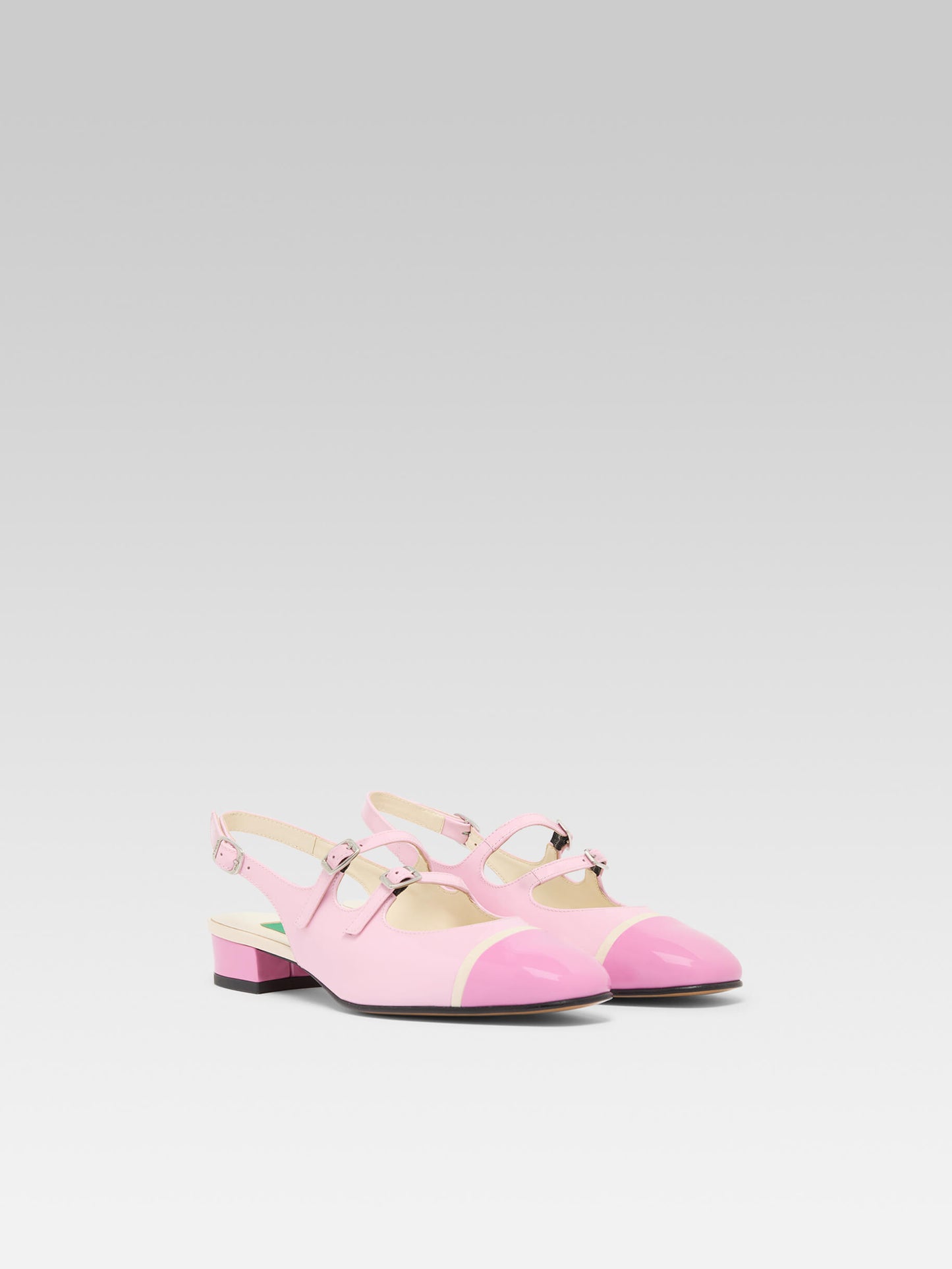 Litchy - Pink upcycled patent leather slingback Mary Janes