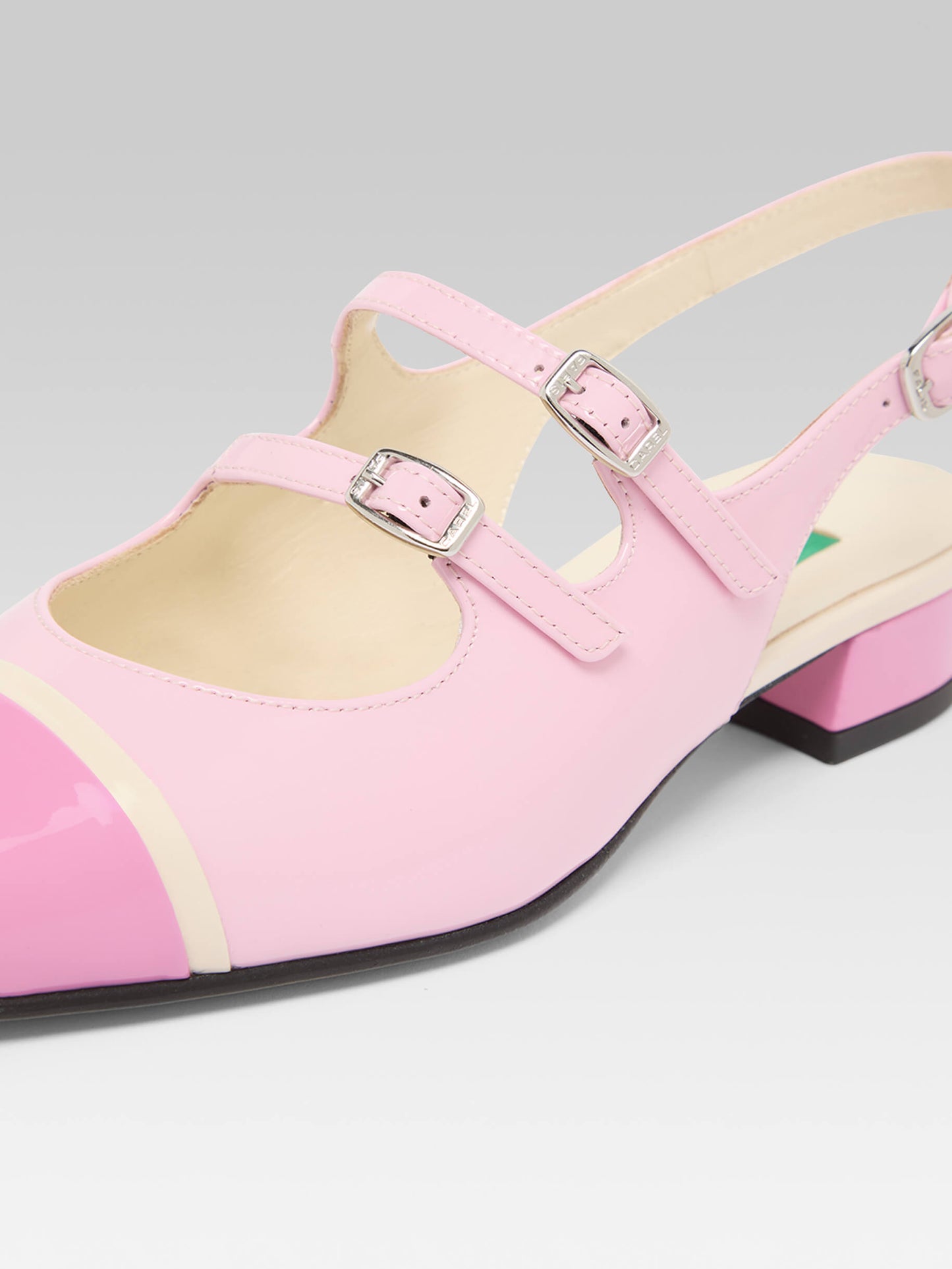 Litchy - Pink upcycled patent leather slingback Mary Janes