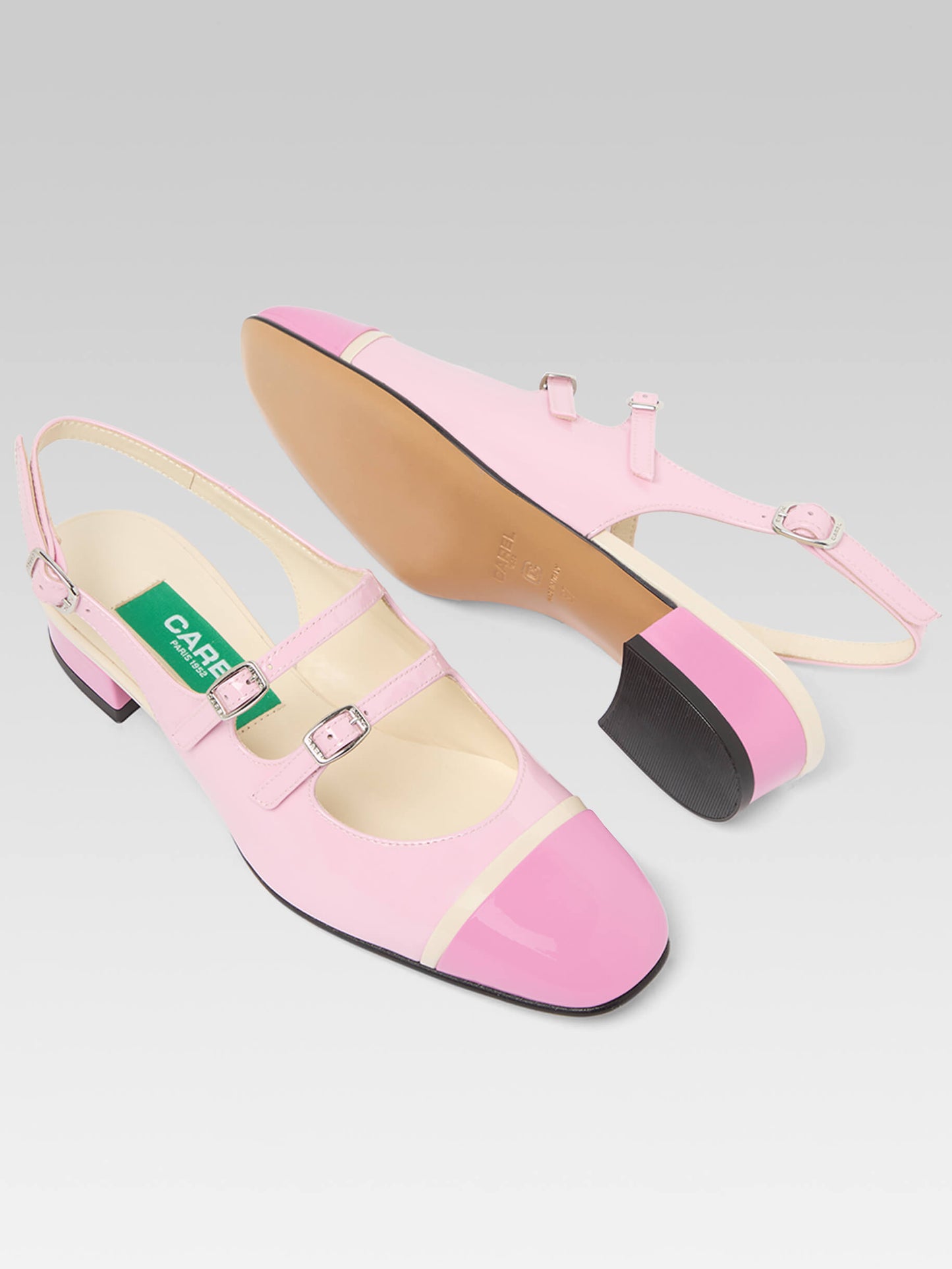 Litchy - Pink upcycled patent leather slingback Mary Janes