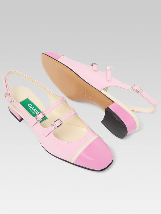 Litchy - Pink upcycled patent leather slingback Mary Janes - Image number 5