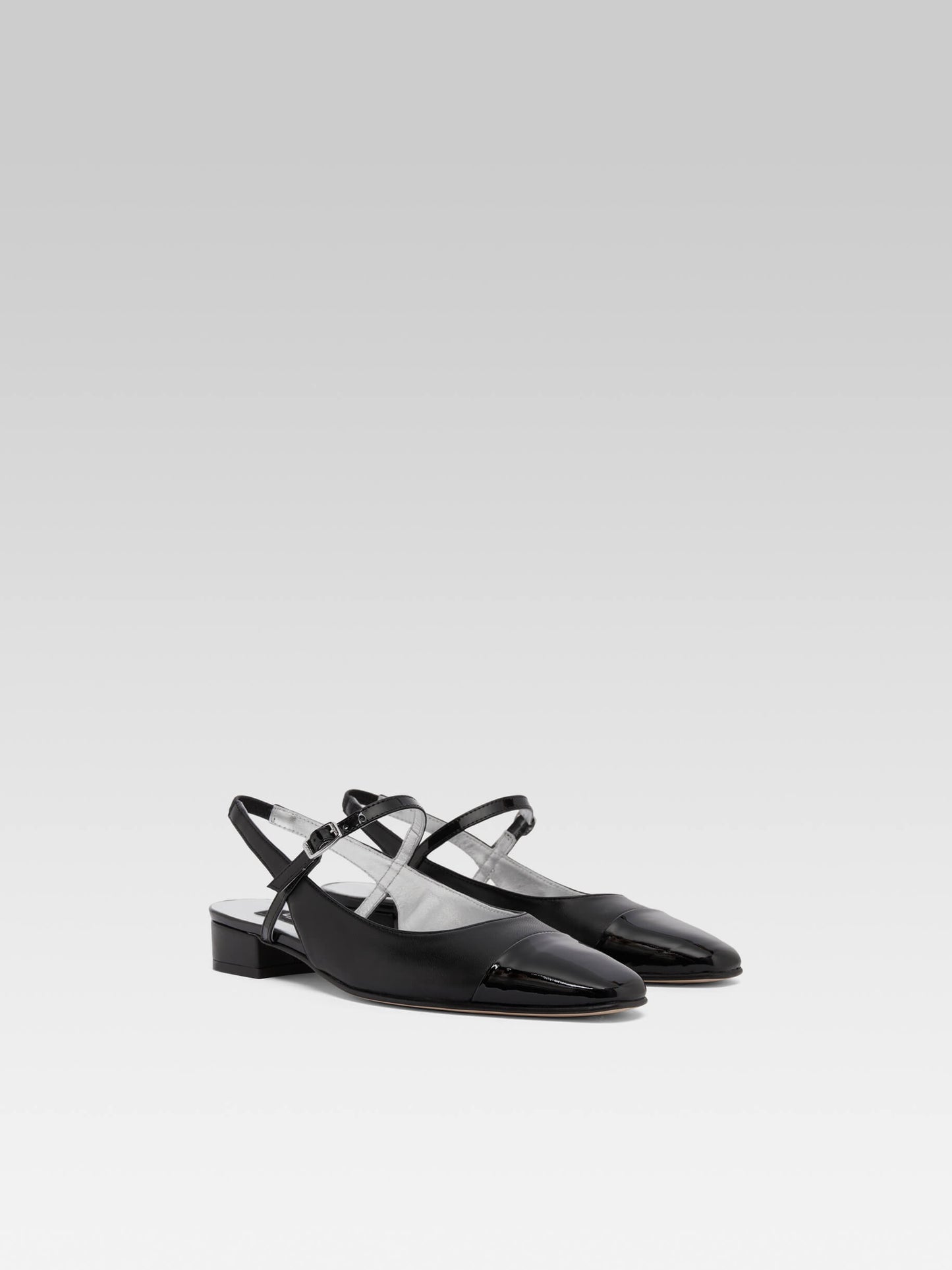 Oceano - Slingback cuir noir et cuir verni noir