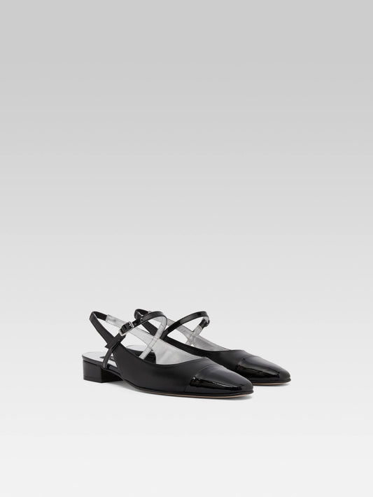 Oceano - Slingback cuir noir et cuir verni noir - Image numéro 3