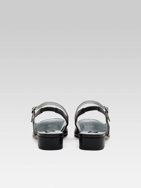 Oceano - Black leather and black patent leather slingback - Image number 5