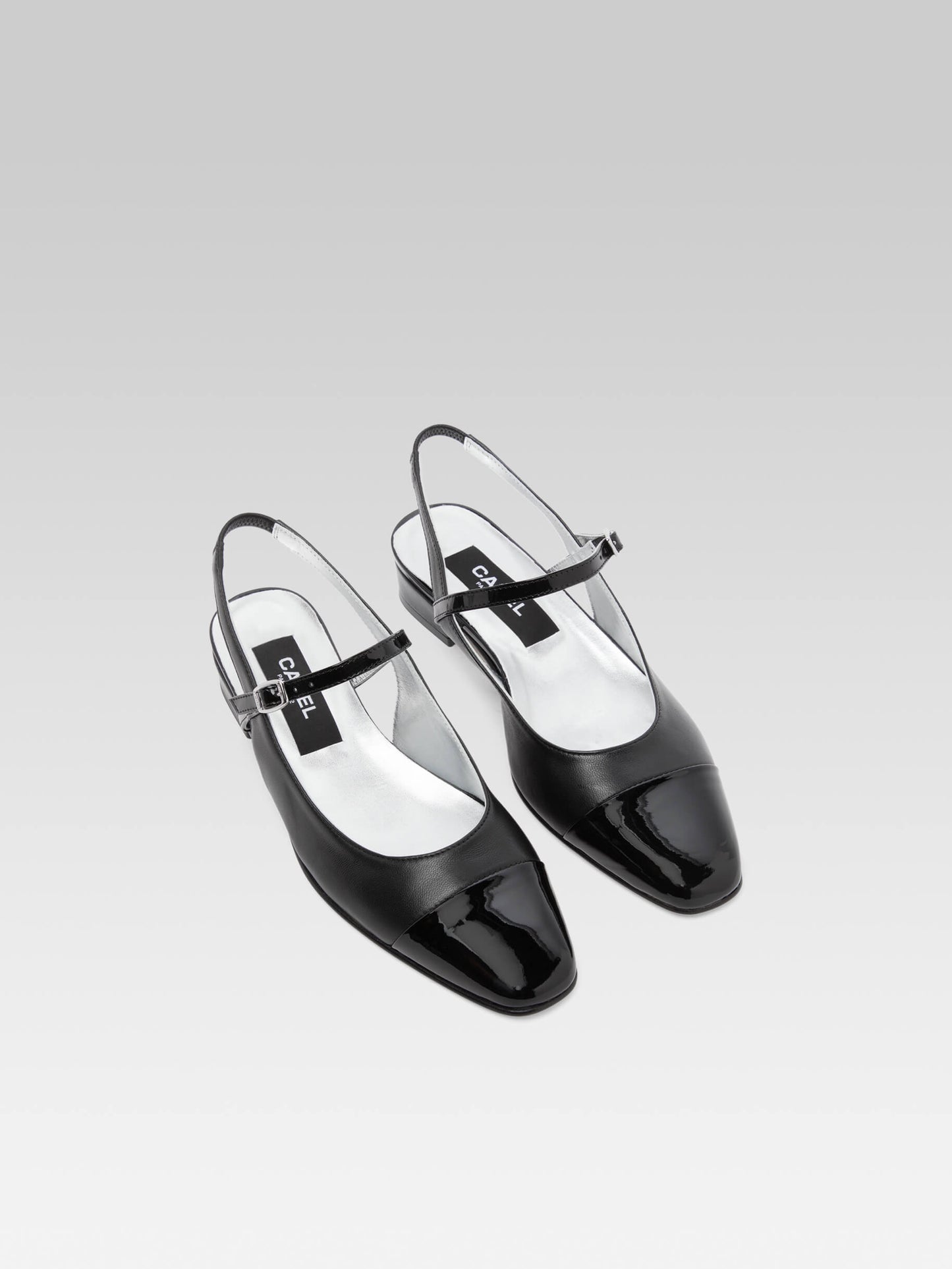 Oceano - Slingback cuir noir et cuir verni noir