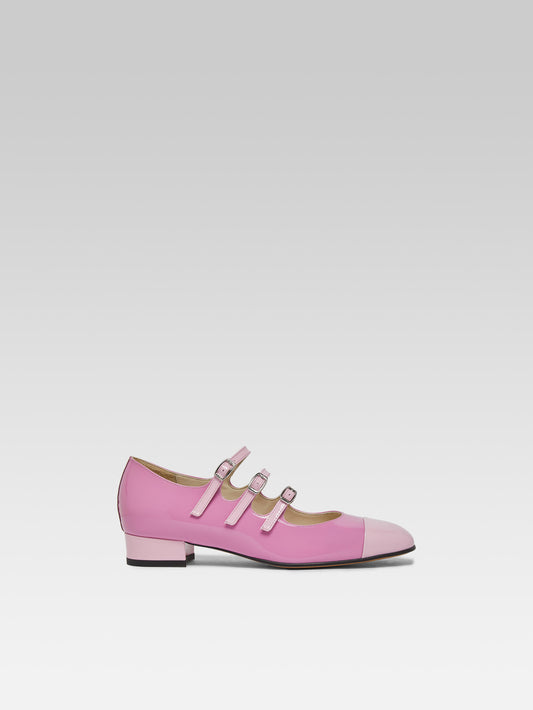 Julia - Bi-pink upcycled patent leather Mary Janes ballerinas