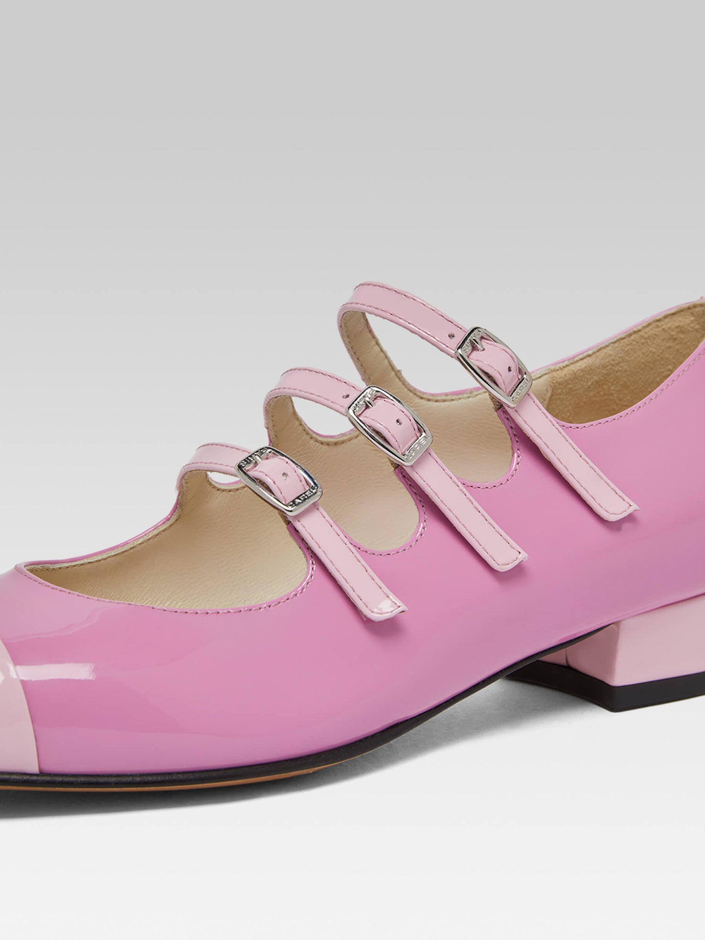 Julia - Ballerines babies cuir verni bi-rose upcyclé